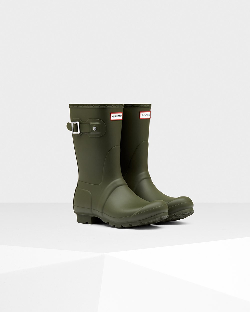 Bottes Courtes de Pluie Hunter Original Femme Vert Foncé Olive XYIAEGF-85